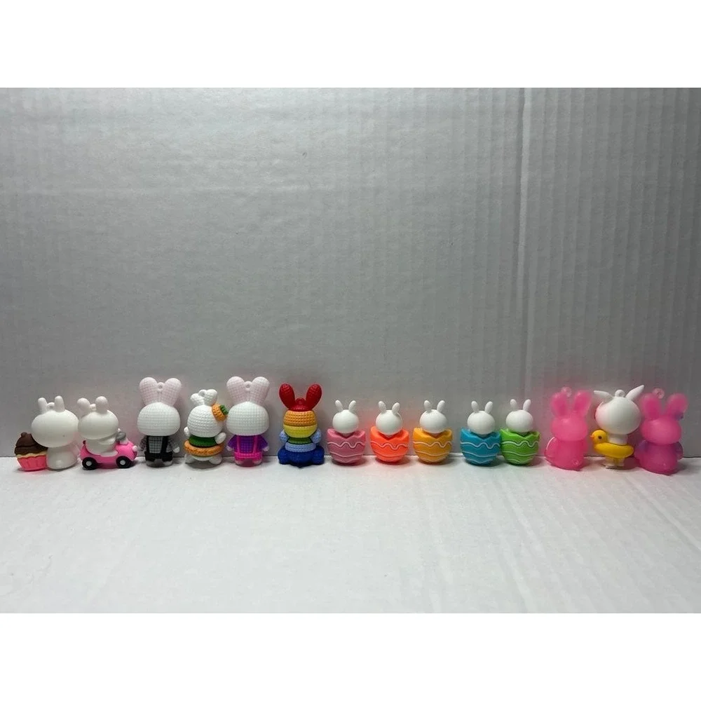Set of 14 Resin 2 Inch Tall Bunny Figurines
